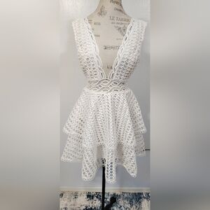 Mad For Love White Eyelet Lace Skater Dress